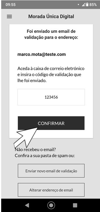 Electronic Notifications sign-up page indicating the Confirm option after the email has been validated